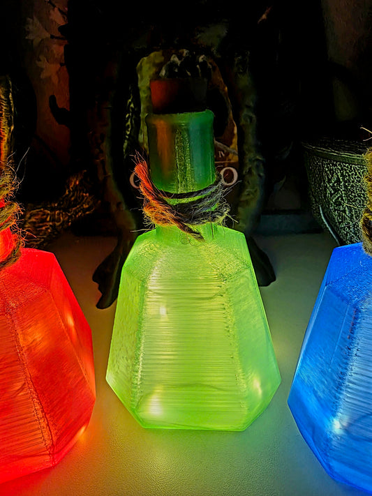 Skyrim Potion Glow Bottles – Health, Stamina & Magicka – Battery Powered Fantasy Decor / Gamer Gift / Cosplay Prop